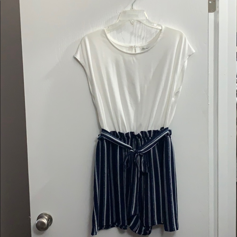 White and Blue Short Romper